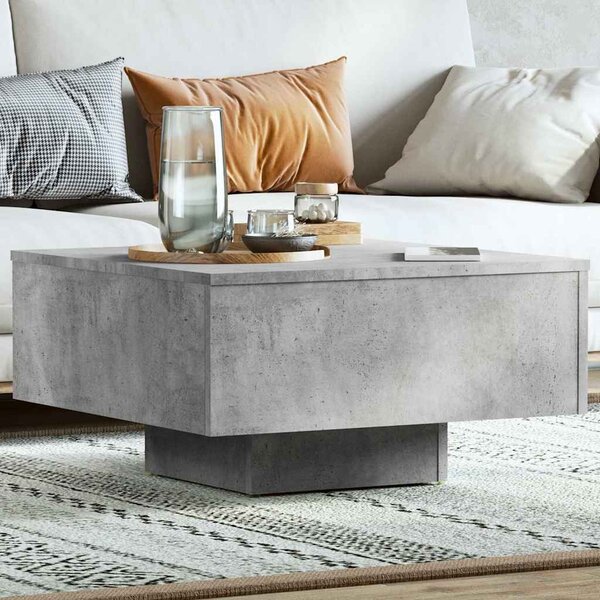 Betonszürke szerelt fa dohányzóasztal 60 x 60 x 31,5 cm