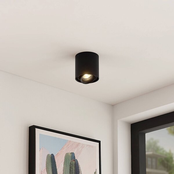 Arcchio downlight Walza, fekete, fém, Ø 9,3cm, GU10, dimmelhető, Fekete, Folyosó, Alumínium, Modern