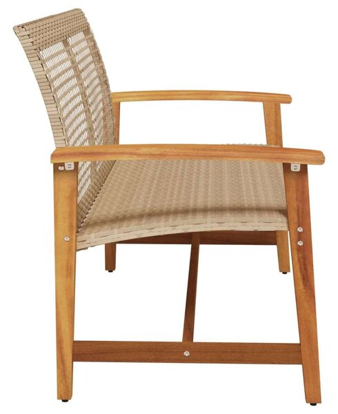 VidaXL bézs polyrattan és akácfa kerti pad 112 cm