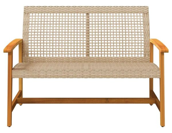 VidaXL bézs polyrattan és akácfa kerti pad 112 cm