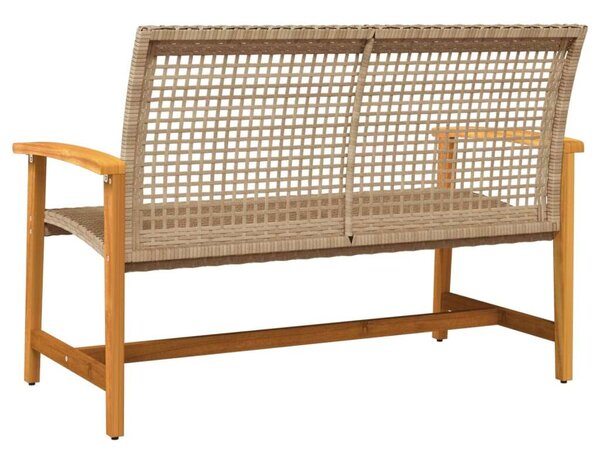 VidaXL bézs polyrattan és akácfa kerti pad 112 cm
