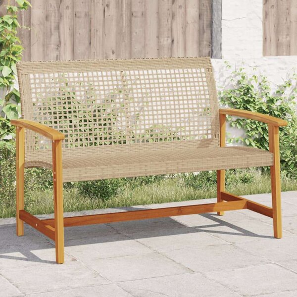 VidaXL bézs polyrattan és akácfa kerti pad 112 cm