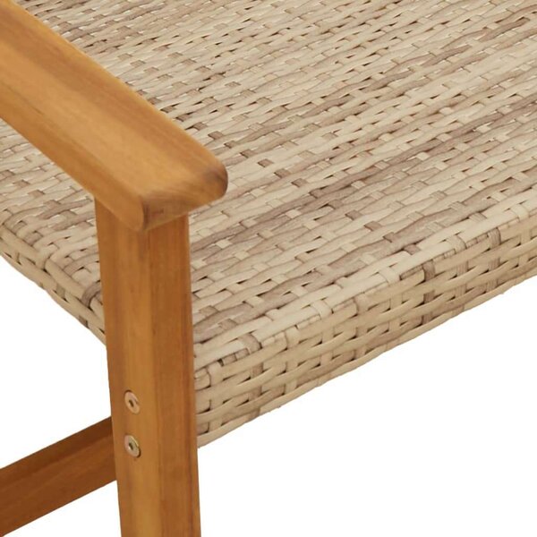 VidaXL bézs polyrattan és akácfa kerti pad 112 cm
