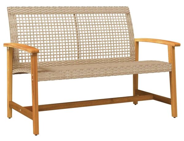 VidaXL bézs polyrattan és akácfa kerti pad 112 cm