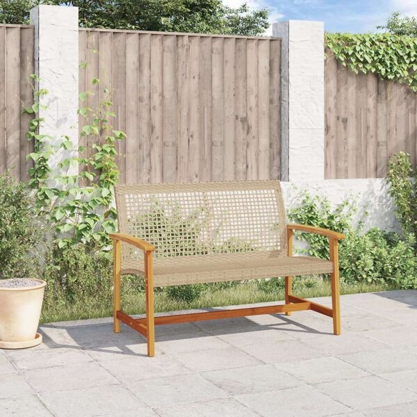 VidaXL bézs polyrattan és akácfa kerti pad 112 cm