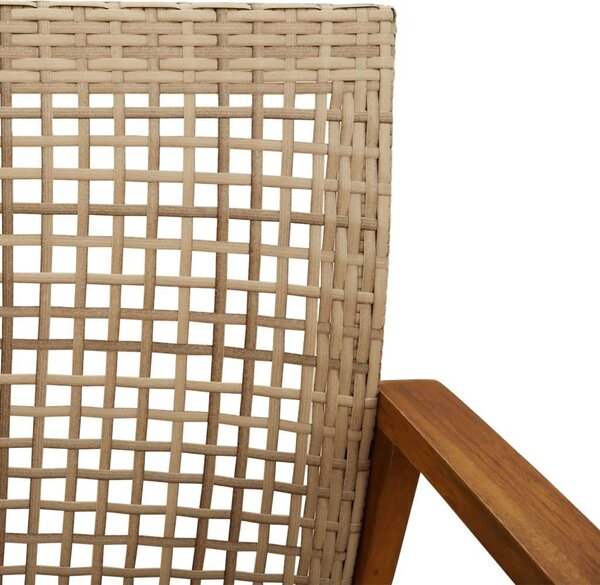 VidaXL bézs polyrattan és akácfa kerti pad 112 cm