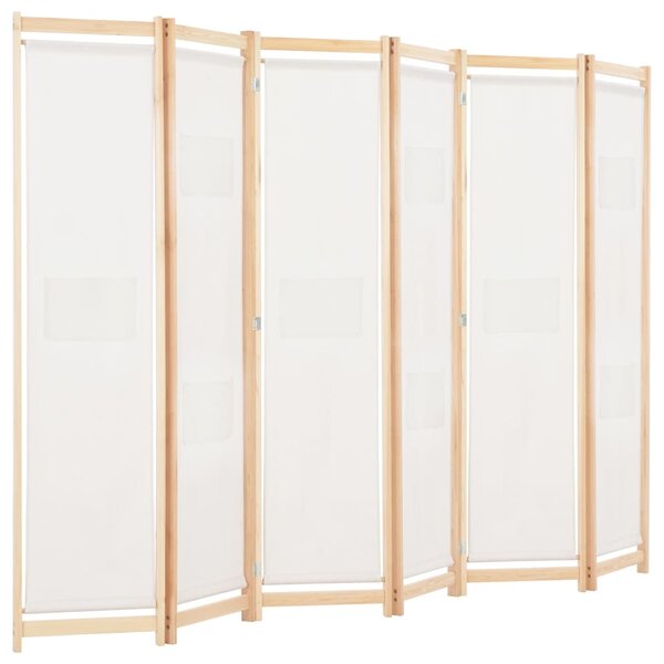Krémszínű 6-paneles szövetparaván 240 x 170 x 4 cm