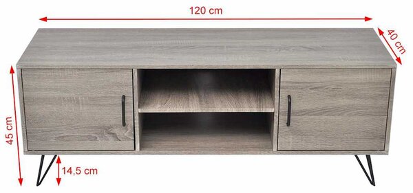 Szürke TV-szekrény 120 x 40 x 45 cm