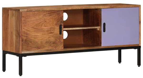 Mézbarna és szürke tömör akácfa TV-szekrény 110 x 30 x 50 cm