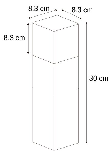 Álló kültéri lámpa fekete füstös búrával 30 cm - Denmark