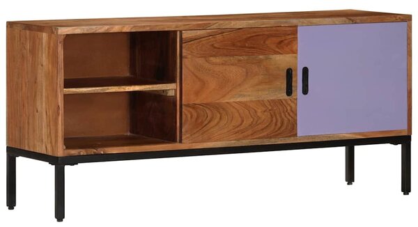 Mézbarna és szürke tömör akácfa TV-szekrény 110 x 30 x 50 cm