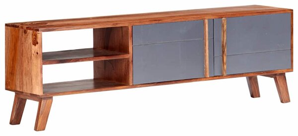 Szürke tömör fa TV-szekrény 140 x 30 x 45 cm