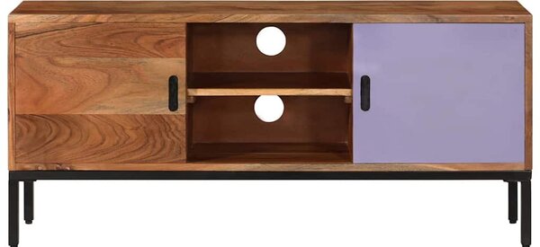 Mézbarna és szürke tömör akácfa TV-szekrény 110 x 30 x 50 cm