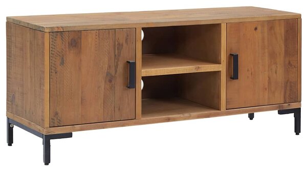 Barna tömör újrahasznosított fenyőfa TV-szekrény 110x35x48 cm