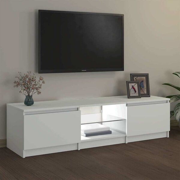 Fehér TV-szekrény LED lámpákkal 140 x 40 x 36 cm