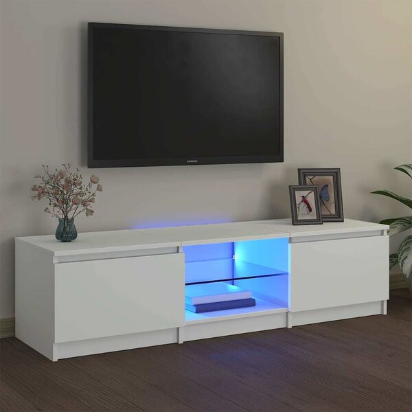 Fehér TV-szekrény LED lámpákkal 140 x 40 x 36 cm