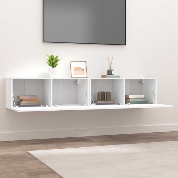 2 db fehér szerelt fa TV-szekrény 80 x 30 x 30 cm
