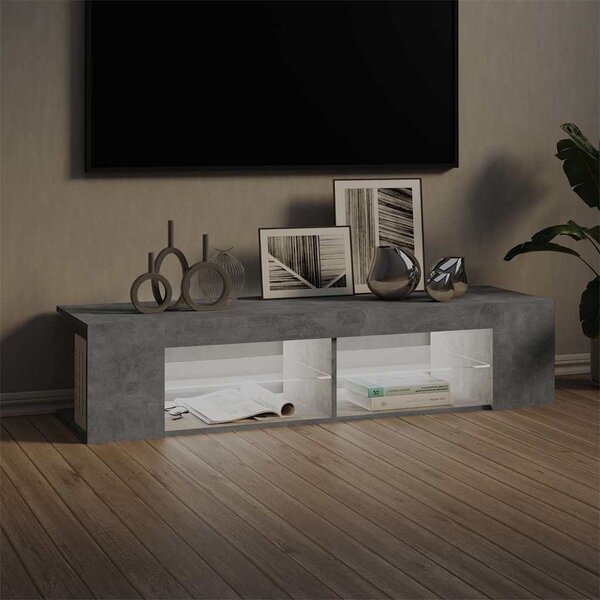 Betonszürke TV-szekrény LED-lámpákkal 135 x 39 x 30 cm