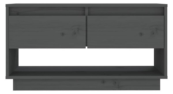 Szürke tömör fenyőfa TV-szekrény 74x34x40 cm