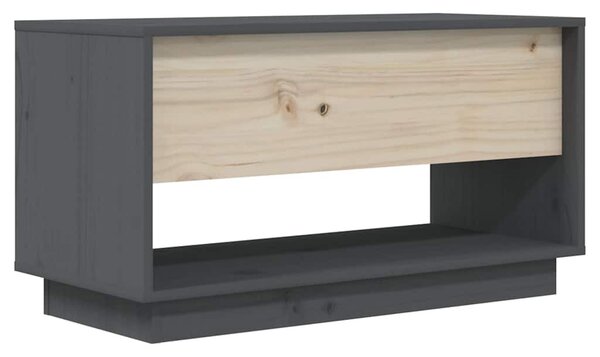 Szürke tömör fenyőfa TV-szekrény 74x34x40 cm