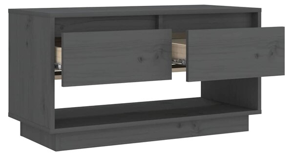 Szürke tömör fenyőfa TV-szekrény 74x34x40 cm