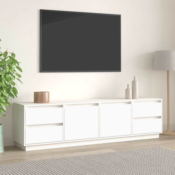 Fehér tömör fenyőfa TV-szekrény 176 x 37 x 47,5 cm