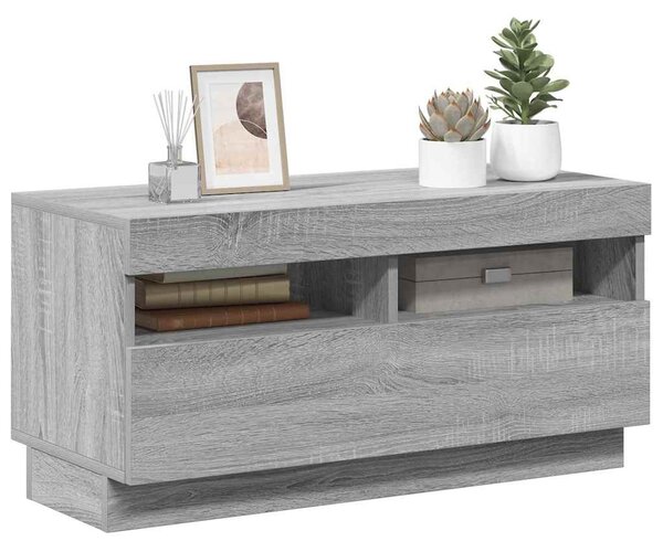 Szürke sonoma TV-szekrény LED világítással 80 x 35 x 40 cm