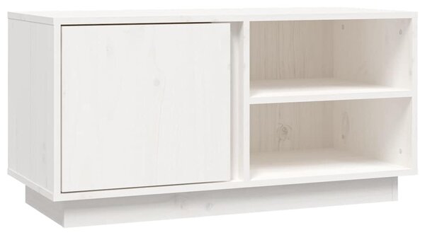 Fehér tömör fenyőfa TV-szekrény 80 x 35 x 40,5 cm