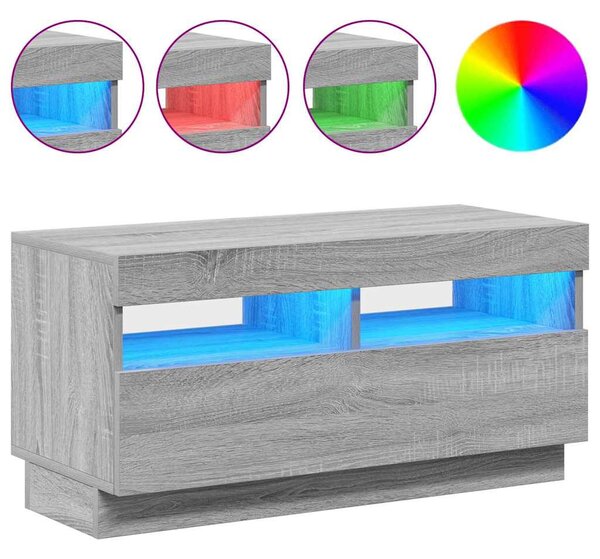Szürke sonoma TV-szekrény LED világítással 80 x 35 x 40 cm