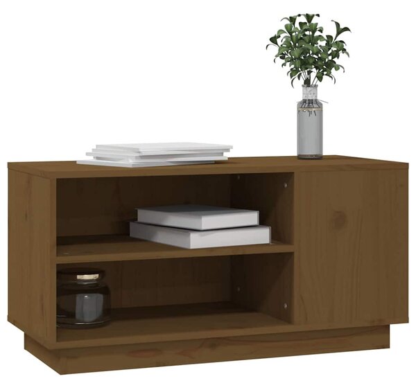 Mézbarna tömör fenyőfa TV-szekrény 80x35x40,5 cm