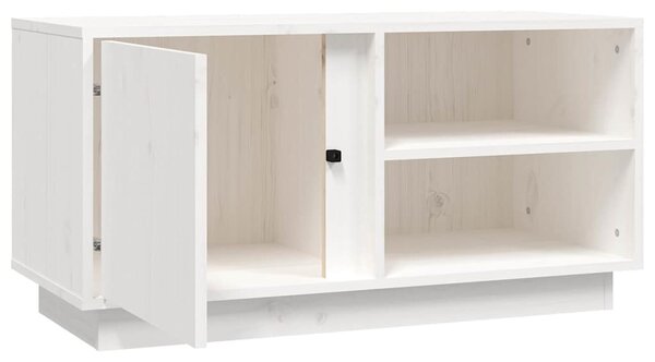 Fehér tömör fenyőfa TV-szekrény 80 x 35 x 40,5 cm