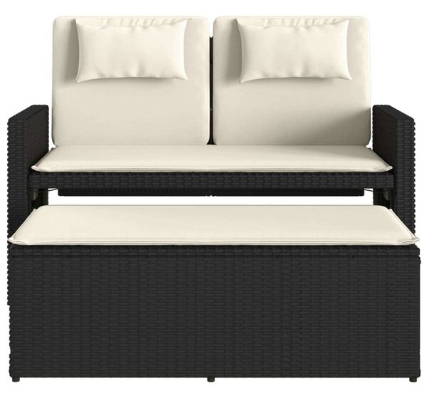 VidaXL fekete polyrattan dönthető kerti pad párnával