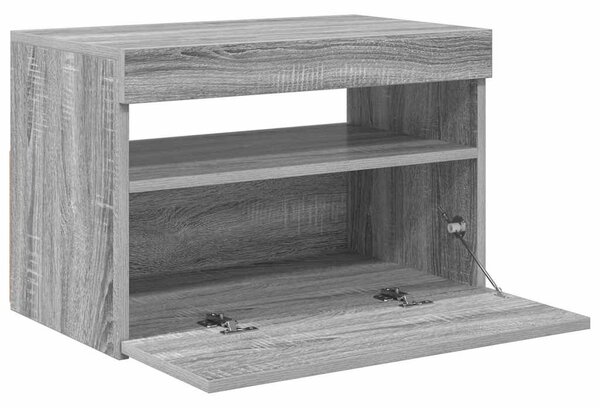 Szürke sonoma színű TV-szekrény LED-ekkel 60 x 35 x 40 cm