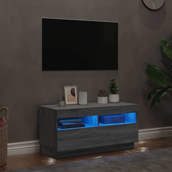 Szürke sonoma TV-szekrény LED világítással 80 x 35 x 40 cm