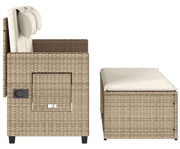 VidaXL bézs polyrattan dönthető kerti pad párnával