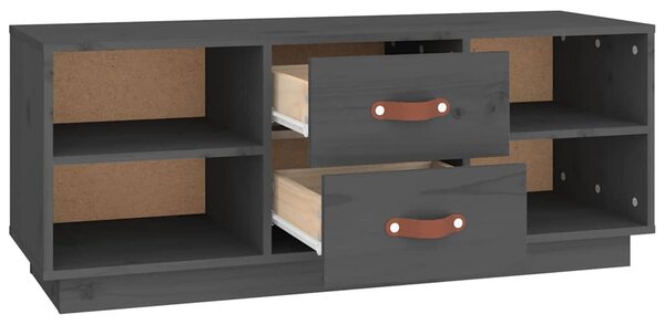 Szürke tömör fenyőfa TV-szekrény 100x34x40 cm