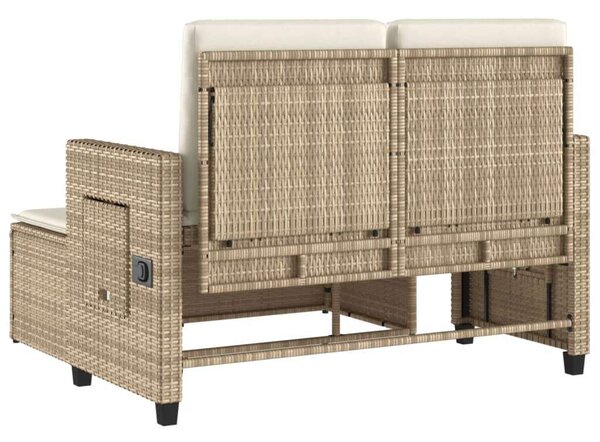 VidaXL bézs polyrattan dönthető kerti pad párnával