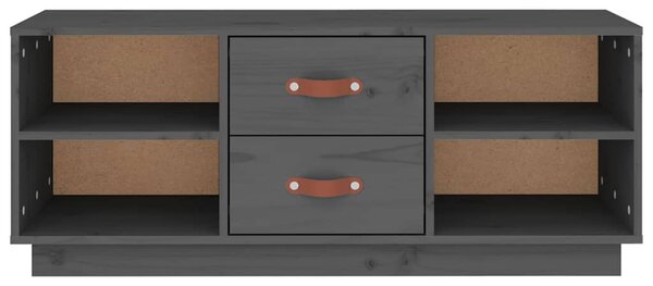 Szürke tömör fenyőfa TV-szekrény 100x34x40 cm