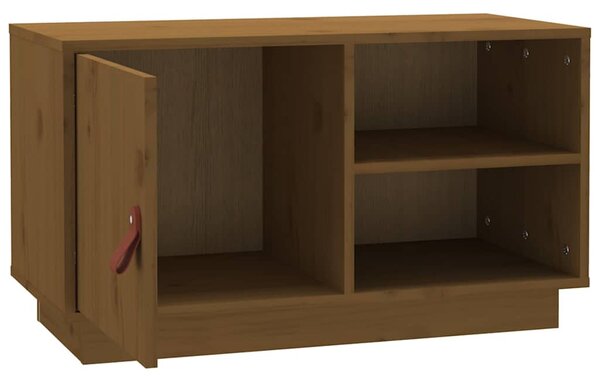 Mézbarna tömör fenyőfa TV-szekrény 70 x 34 x 40 cm