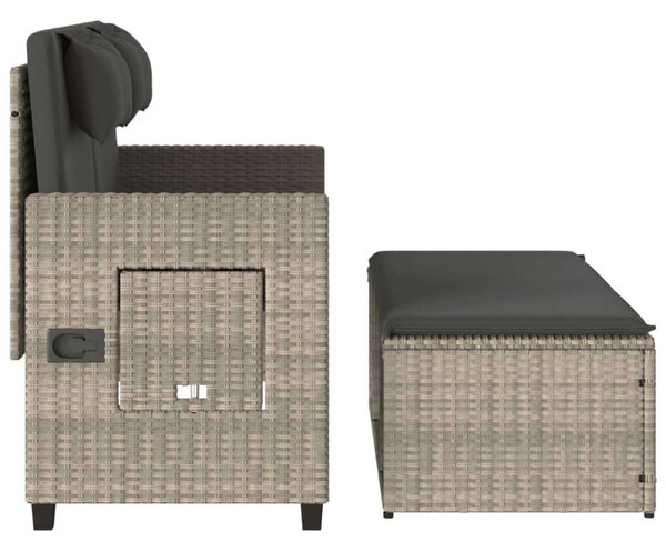 VidaXL világosszürke polyrattan dönthető kerti pad párnával