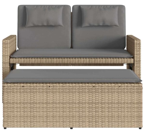 VidaXL bézs polyrattan dönthető kerti pad párnával