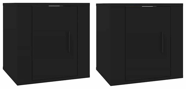 2 db fekete falra szerelhető TV-szekrény 40 x 34,5 x 40 cm