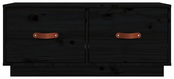 Fekete tömör fenyőfa TV-szekrény 80 x 34 x 35 cm