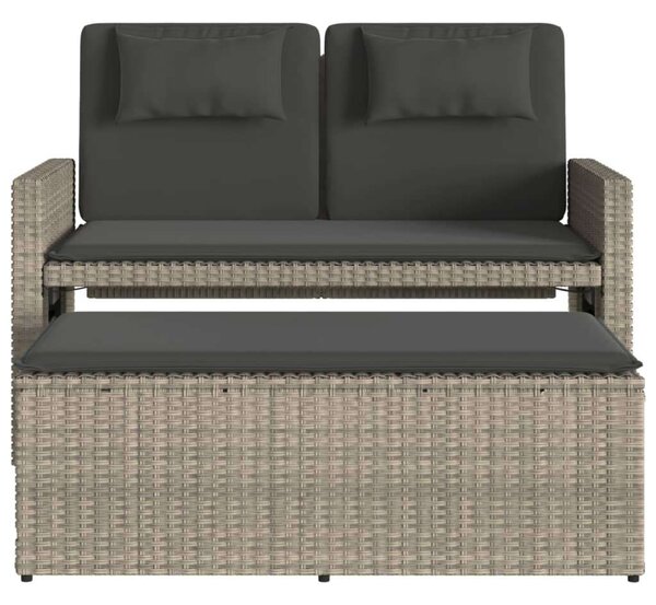 VidaXL világosszürke polyrattan dönthető kerti pad párnával