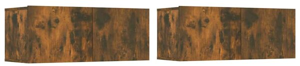2 db füstös tölgy színű szerelt fa TV-szekrény 80 x 30 x 30 cm