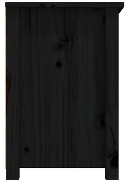 Fekete tömör fenyőfa TV-szekrény 79 x 35 x 52 cm