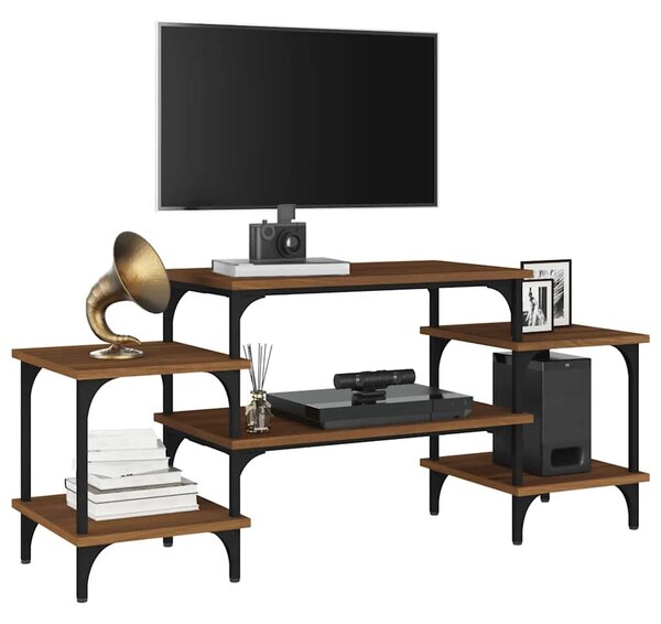 Barna tölgyszínű szerelt fa TV-szekrény 117 x 35 x 52 cm