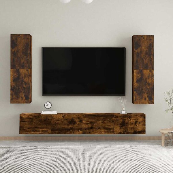 Füstös tölgy színű falra szerelhető TV-szekrény 30,5x30x110 cm