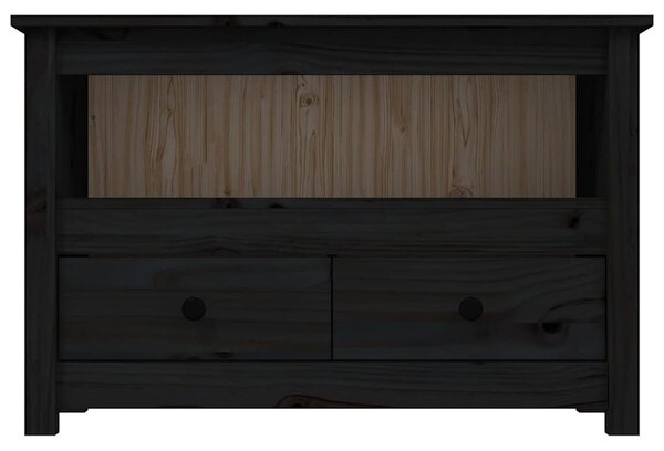 Fekete tömör fenyőfa TV-szekrény 79 x 35 x 52 cm