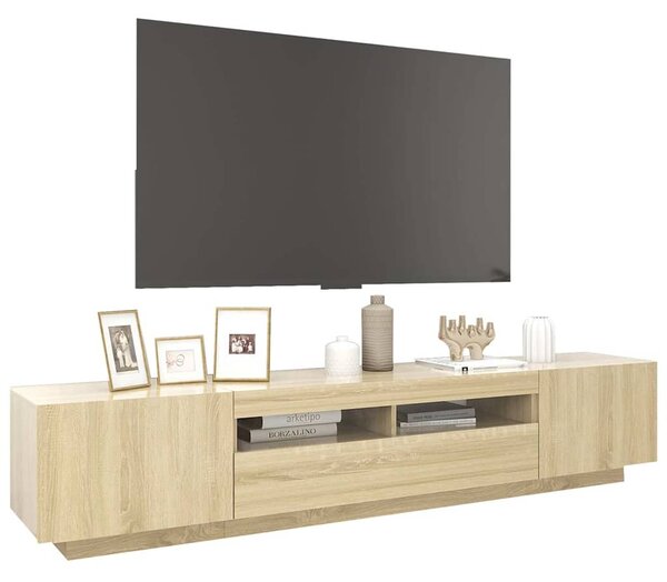 Sonoma tölgy színű TV-szekrény LED-lámpákkal 200 x 35 x 40 cm